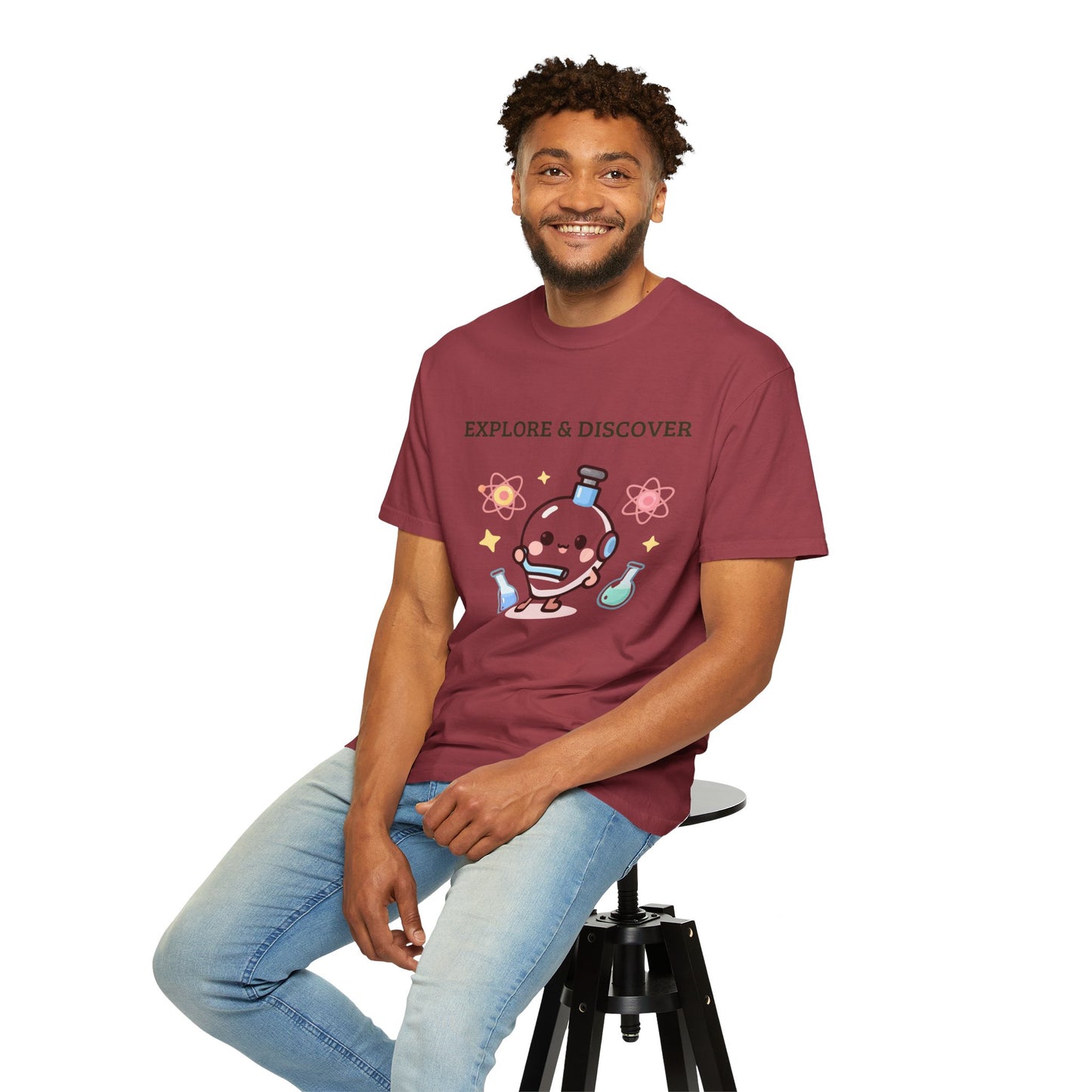 Explore & Discover Science T-Shirt — Cute Kawaii Lab Robot Tee