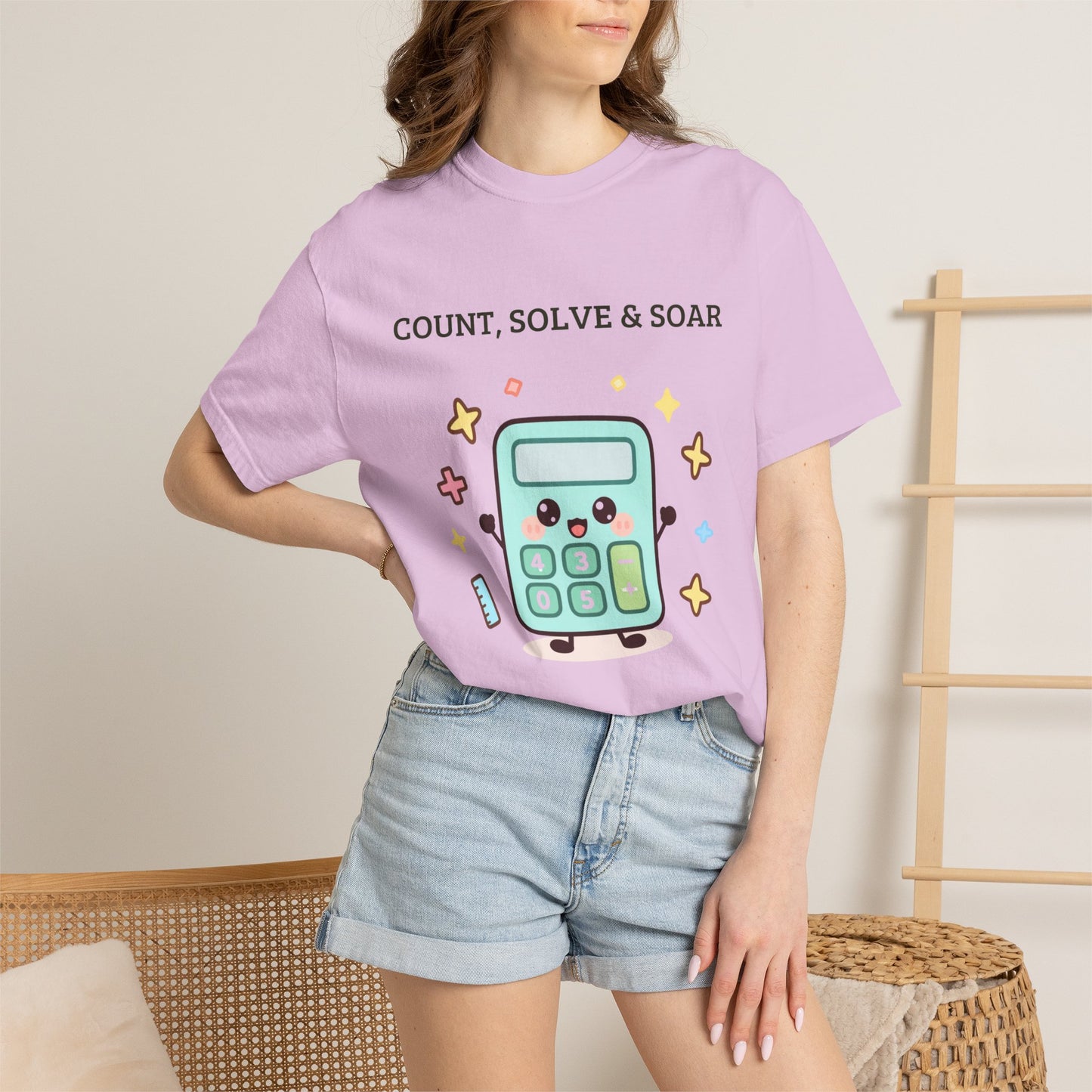 Count, Solve & Soar Calculator T-Shirt — Cute Math Teacher Student Tee