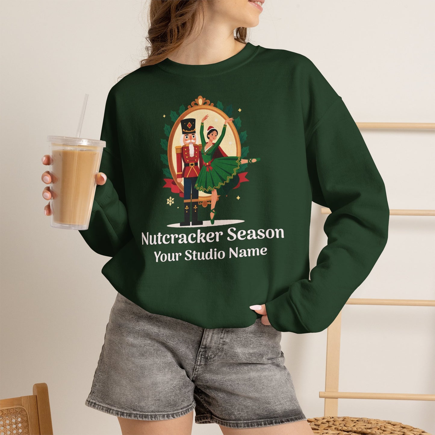 Personalized Nutcracker Season Sweatshirt — Nutcracker & Ballerina Dance Studio Crewneck (Add Studio Name)