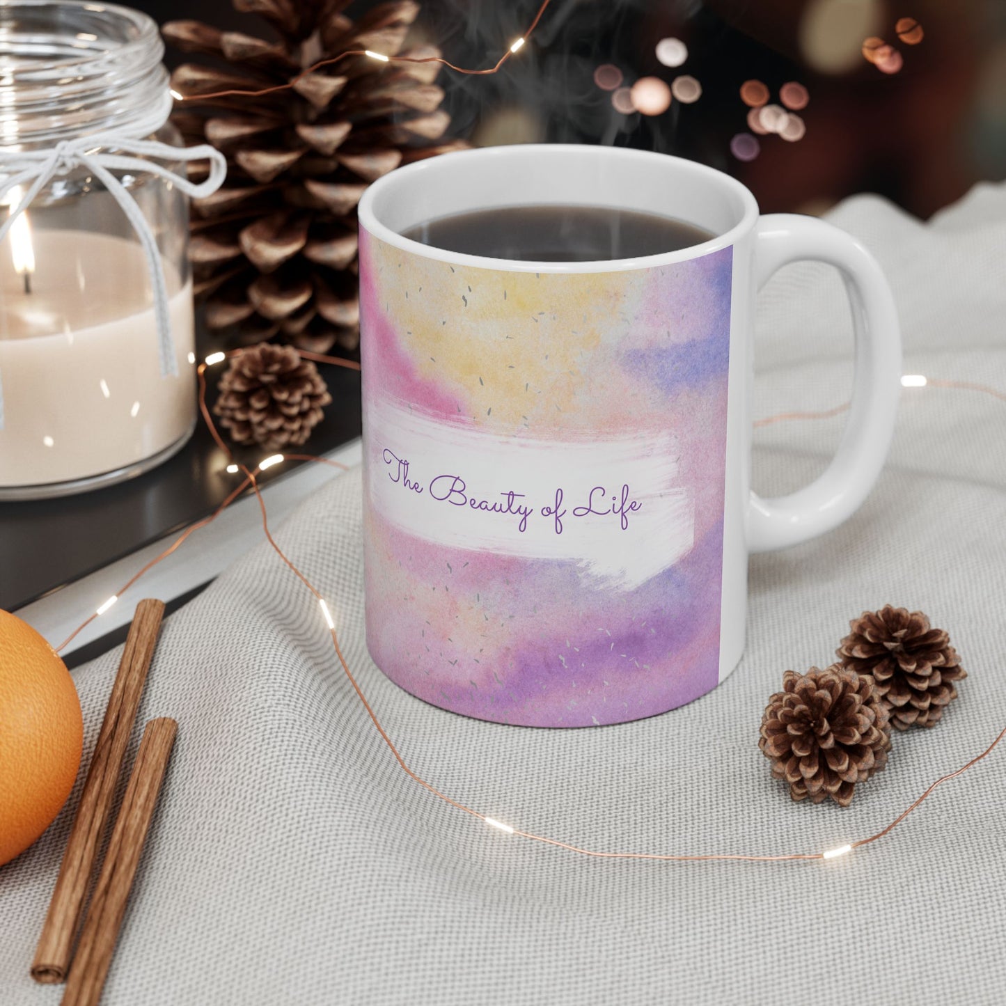 Watercolor Pastel Ceramic Mug — "The Best Is Yet To Come"
