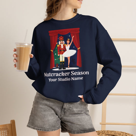 Personalized Nutcracker Season Sweatshirt — Sugar Plum Ballerina Dance Studio Crewneck (Add Studio Name)