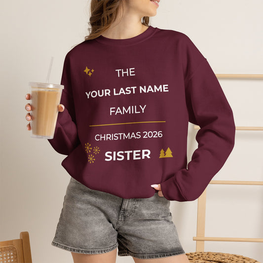 Personalized Family Christmas Sweatshirt — Sister Matching Crewneck (Add Last Name)