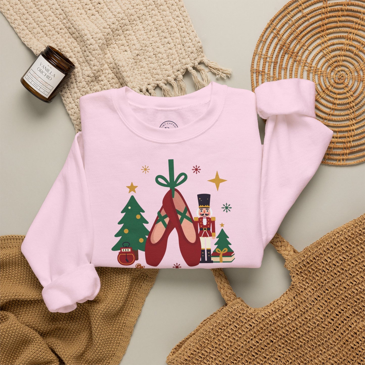 Personalized Nutcracker Season Sweatshirt — Red Pointe Shoes Dance Studio Crewneck (Add Studio Name)