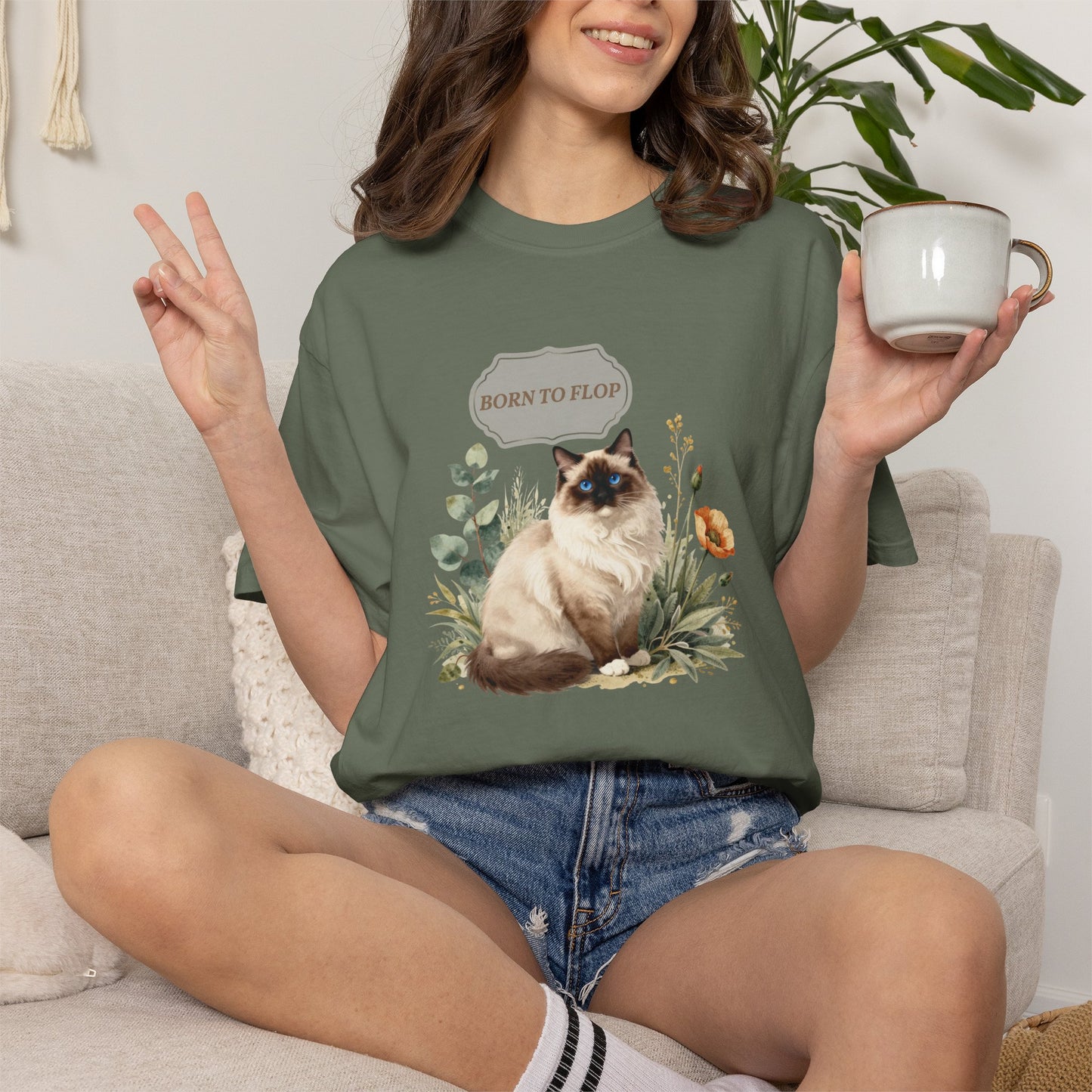Personalized Ragdoll Cat Shirt — Custom Text Floral Tee