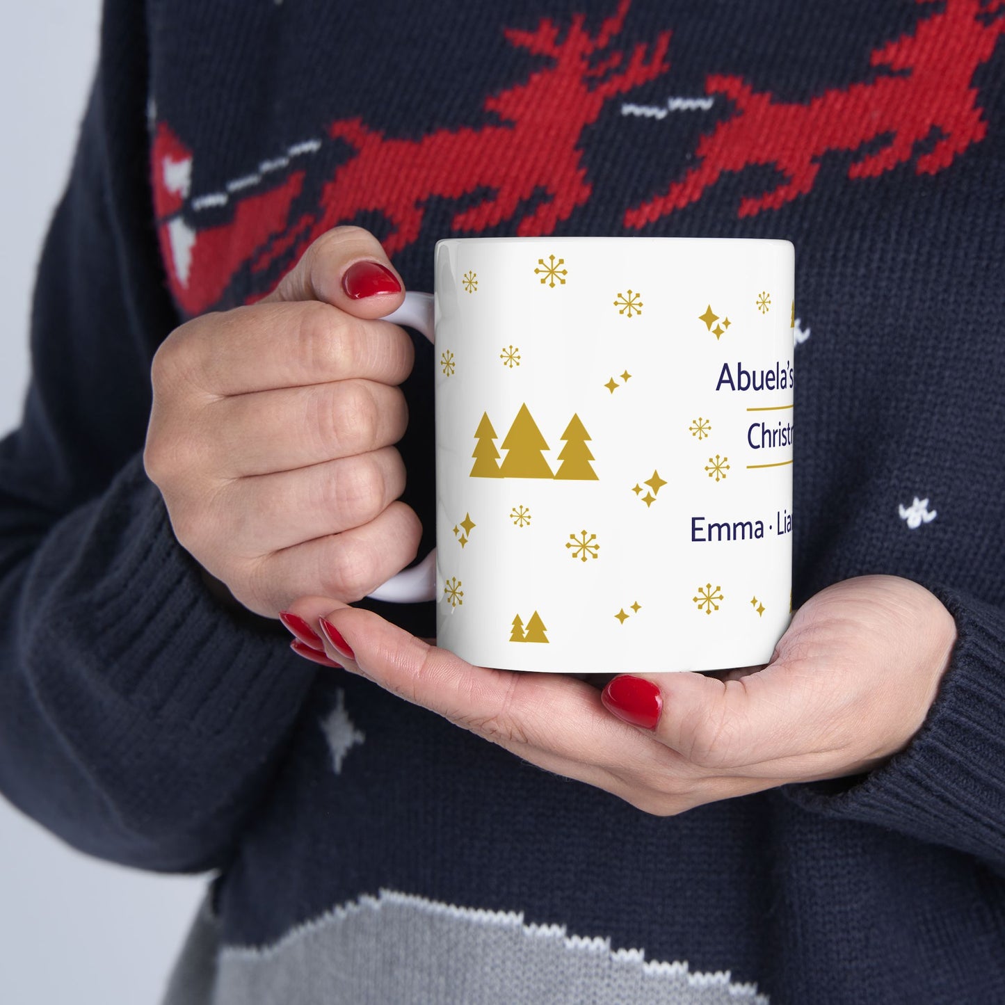 Personalized Abuela Christmas Mug with Grandkids Names — Custom Family Gift