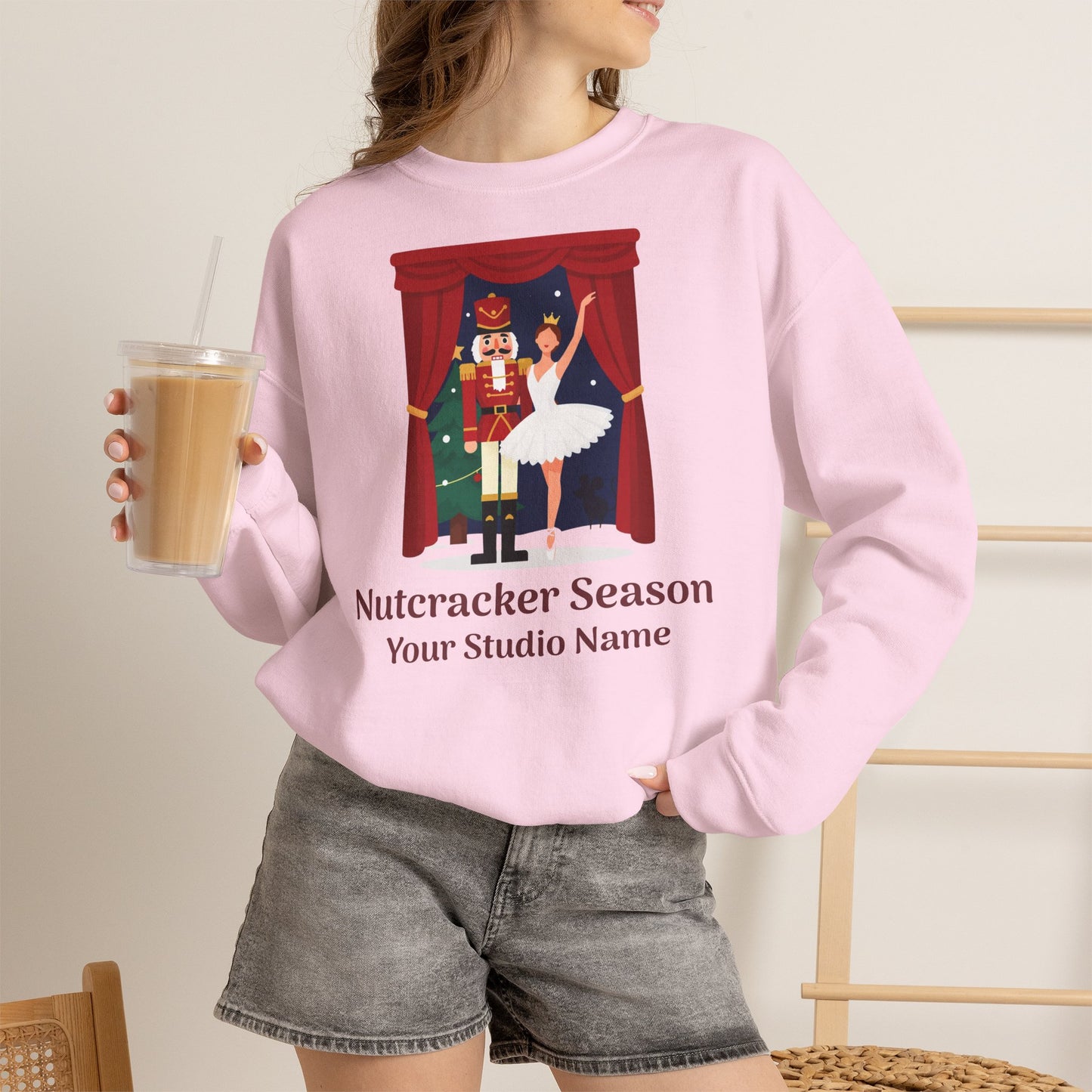 Personalized Nutcracker Season Sweatshirt — Sugar Plum Ballerina Dance Studio Crewneck (Add Studio Name)