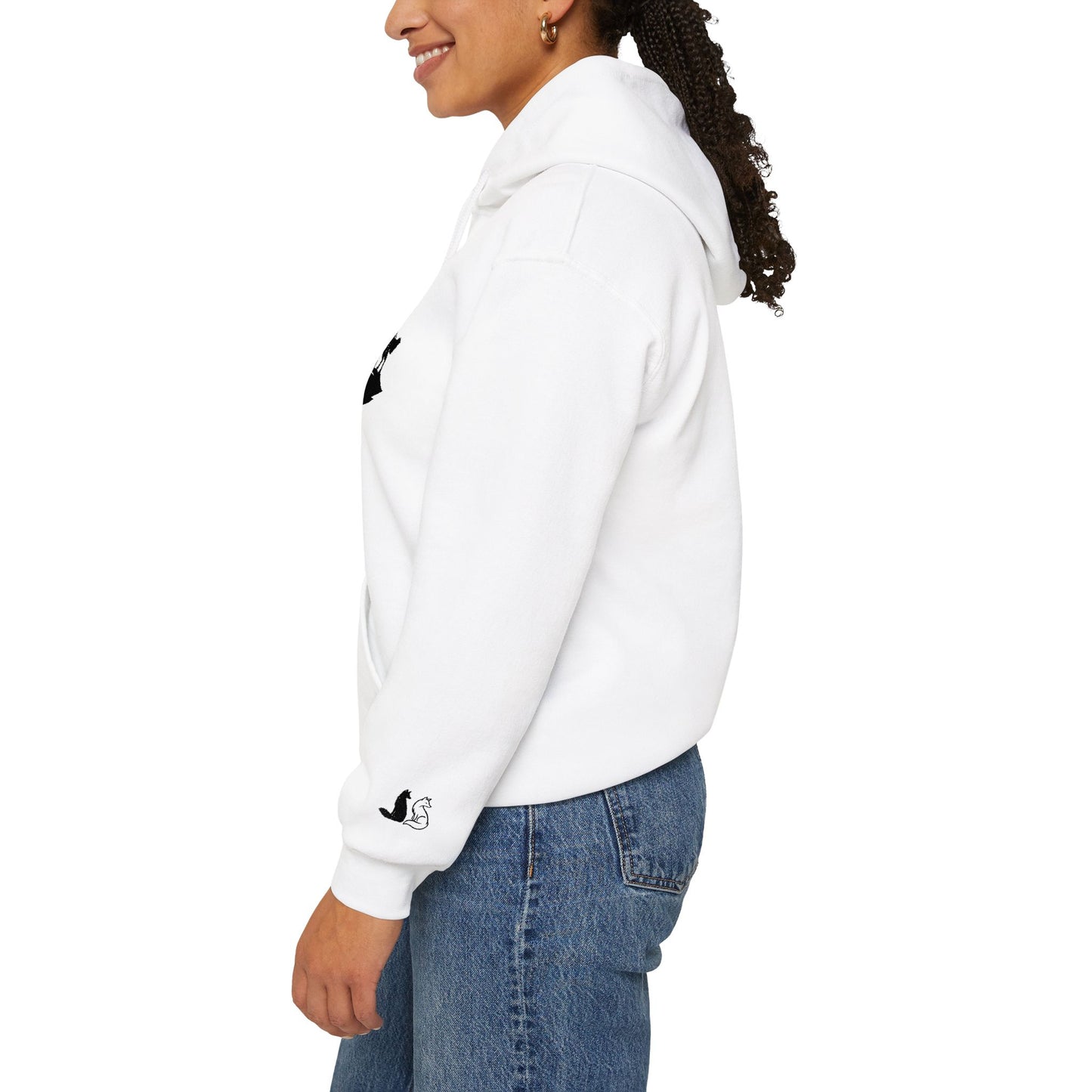 Embroidered Wolf & Moon Hoodie — Howling Wolf Silhouette