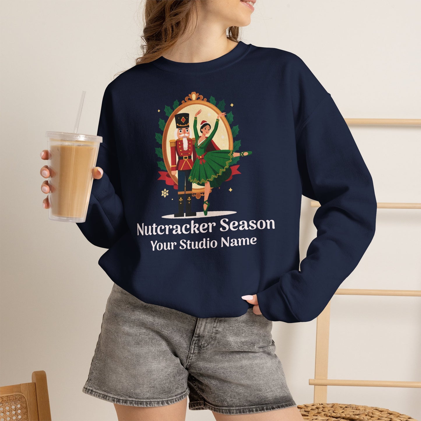 Personalized Nutcracker Season Sweatshirt — Nutcracker & Ballerina Dance Studio Crewneck (Add Studio Name)