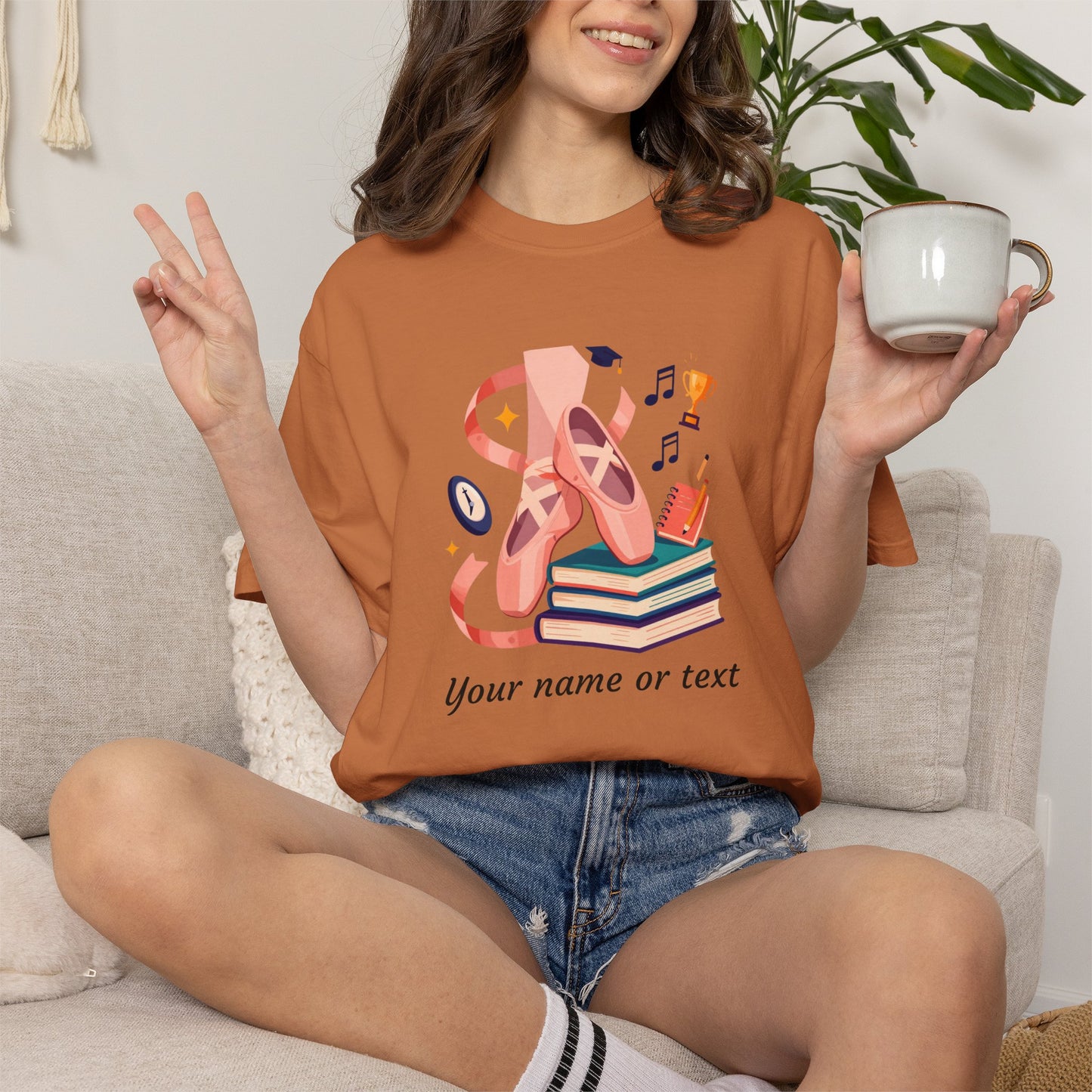 Personalized Ballet & Books Tee — Dance Recital & Book Lover Gift (Add Your Name)