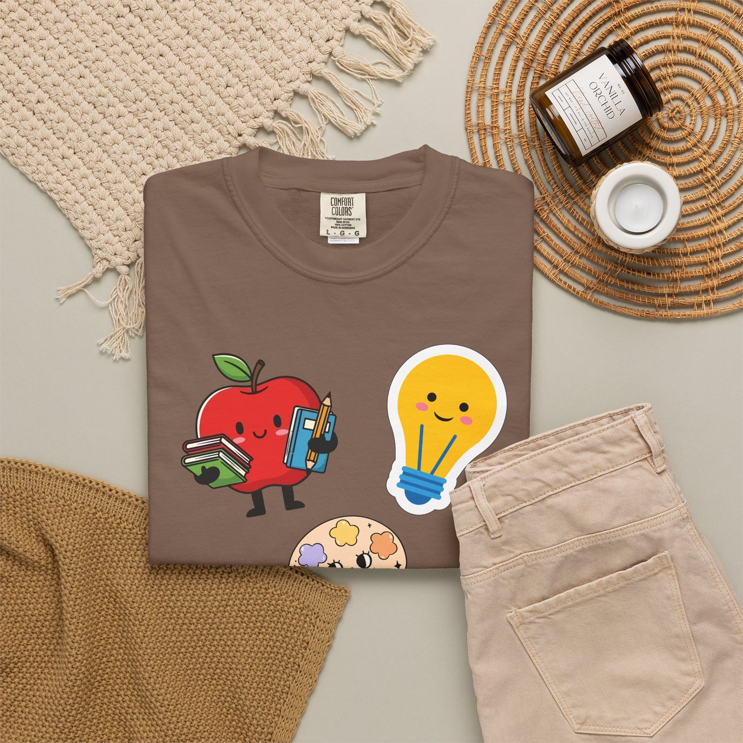 Custom Text Teacher Shirt — Personalized Apple & Lightbulb Tee