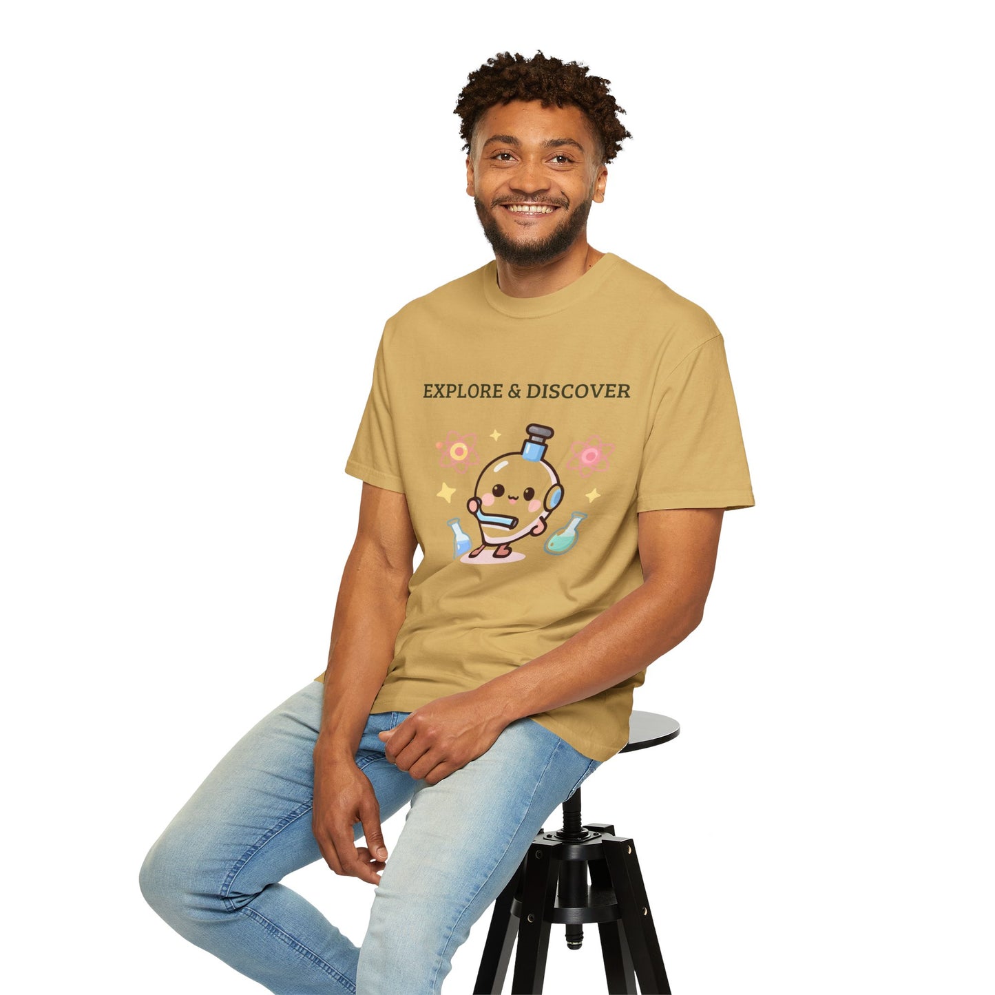 Explore & Discover Science T-Shirt — Cute Kawaii Lab Robot Tee