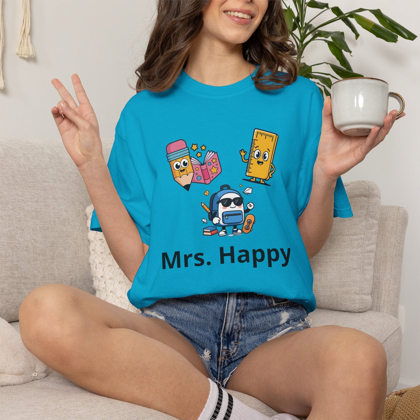 Mrs. Happy Cute Snack Characters T-Shirt