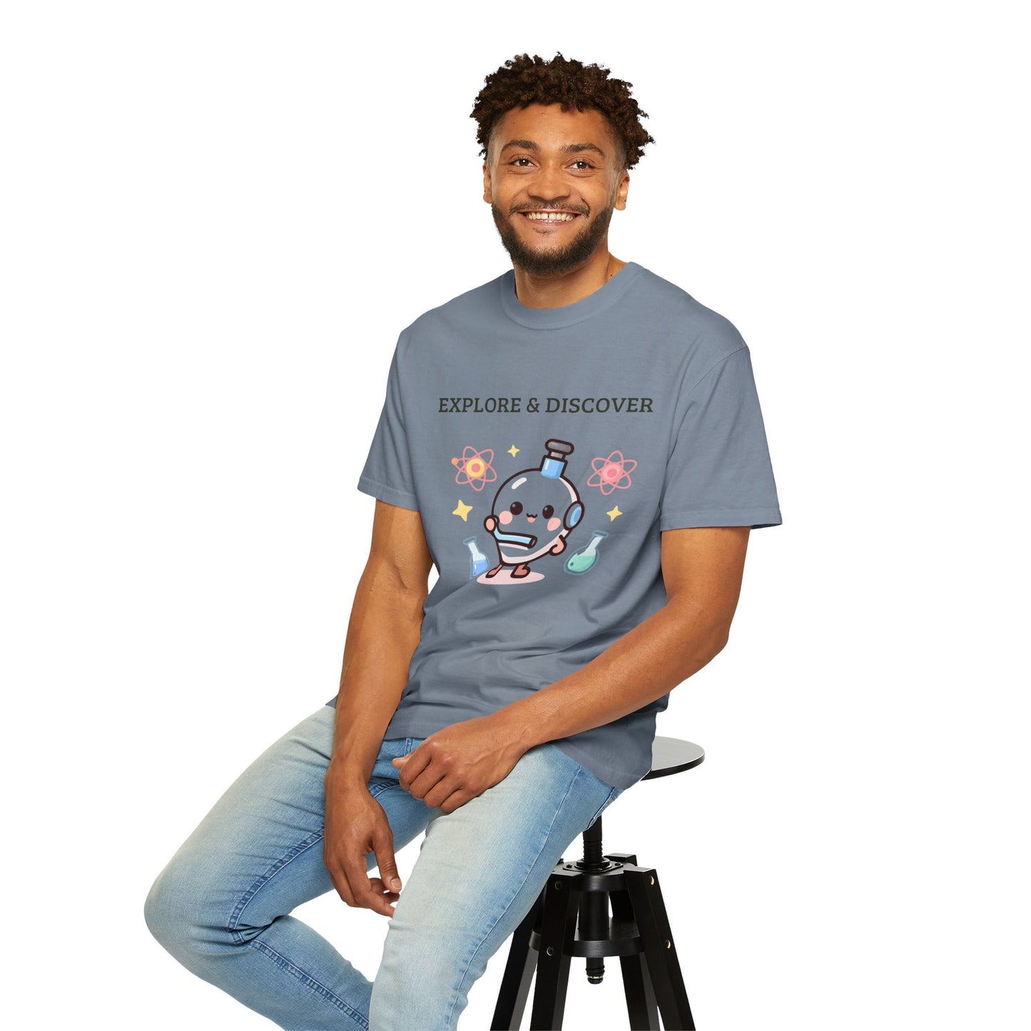 Explore & Discover Science T-Shirt — Cute Kawaii Lab Robot Tee