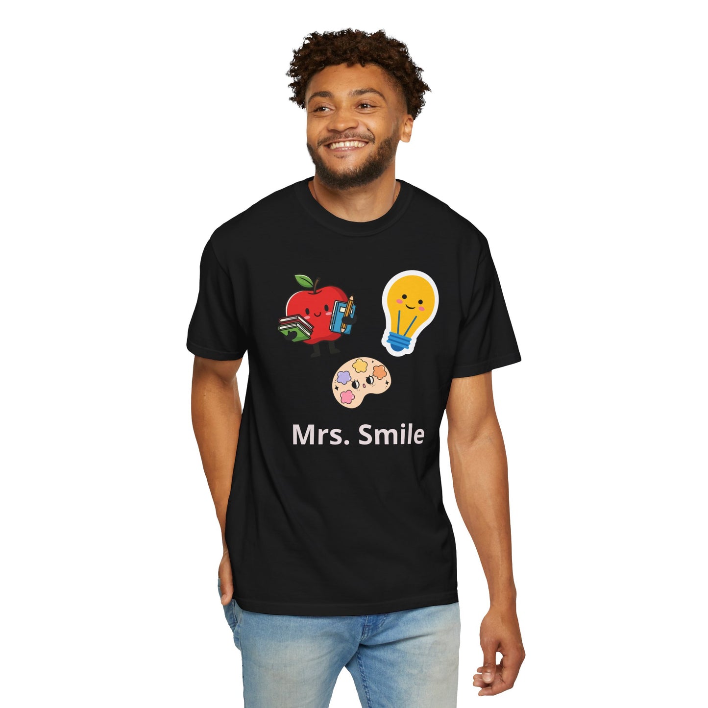 Custom Text Teacher Shirt — Personalized Apple & Lightbulb Tee