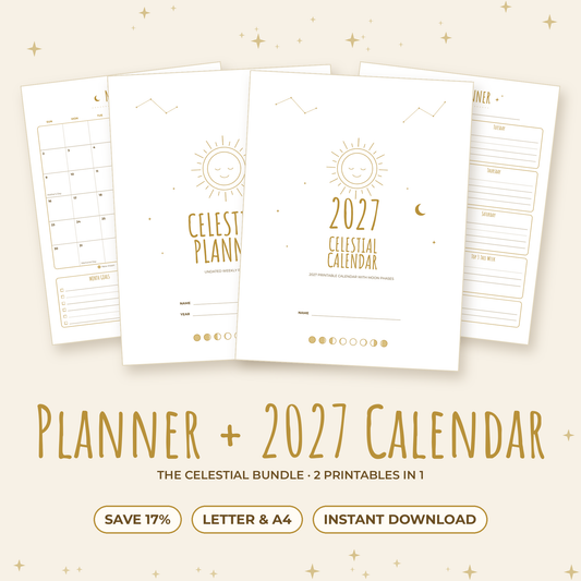 Celestial Planner + 2027 Calendar printable bundle