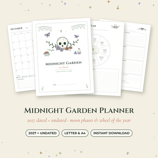 Midnight Garden gothic botanical witchy planner