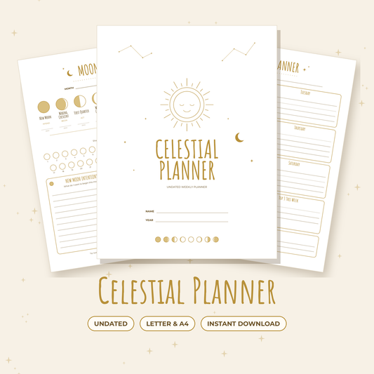 Celestial Weekly Planner – Undated Printable (Letter & A4)