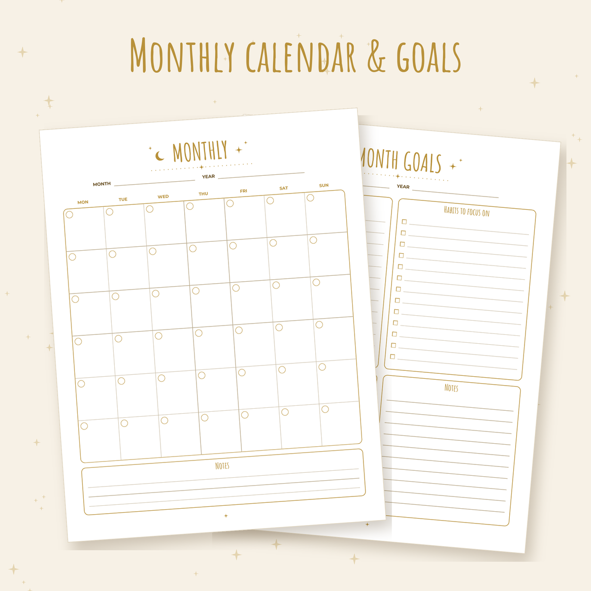 Celestial Weekly Planner – Undated Printable (Letter & A4)