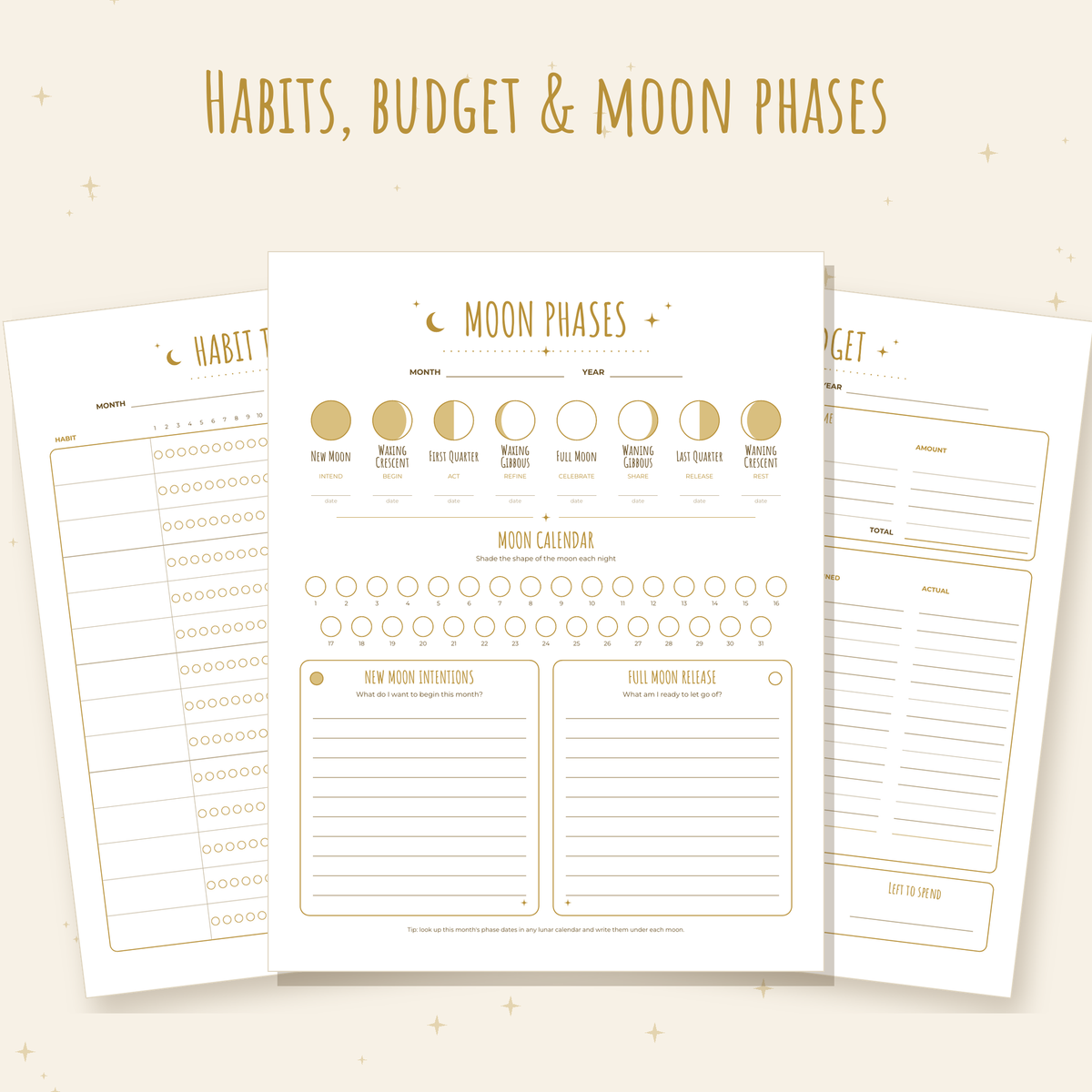Celestial Weekly Planner – Undated Printable (Letter & A4)
