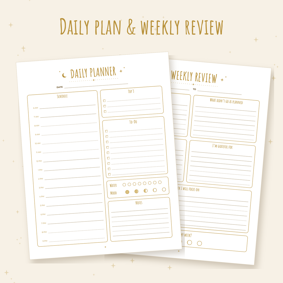 Celestial Weekly Planner – Undated Printable (Letter & A4)