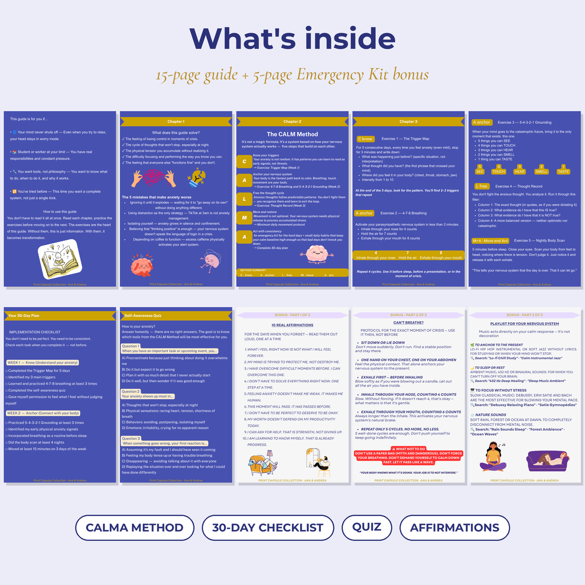 Pages inside the RESPIRA e-book and Emergency Kit