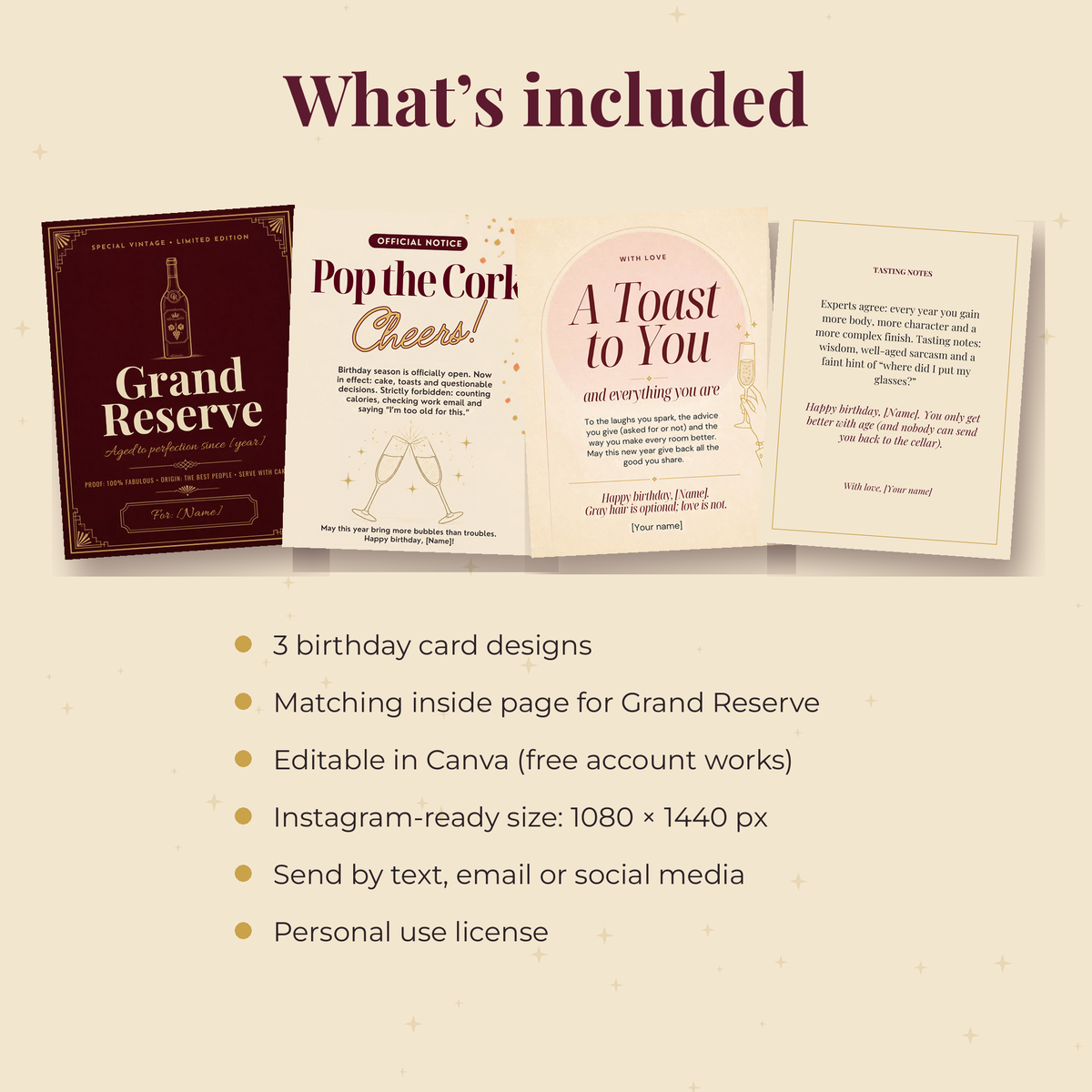 Grand Reserve Birthday Card Bundle – Editable Canva Templates